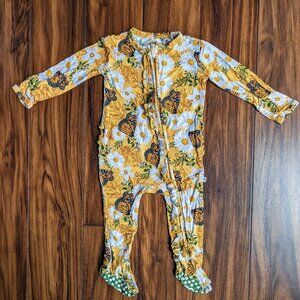 Bums & Roses "Make Your Monarch" Bamboo Ruffle Footie, 9-12m